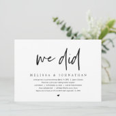 Hochzeitsfeier, modern Minimalistisch Einladung (Stehend Vorderseite)