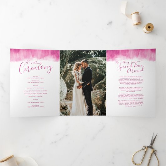 Hochzeitsfeier Moderne abstrakte Kunst Rot Dreifach-gefaltete Programmkarte (Innenseite)