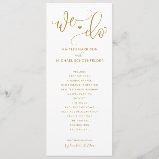 Hochzeitsfeier Moderne Bounce Calligraphie Gold Programm (Vorderseite)