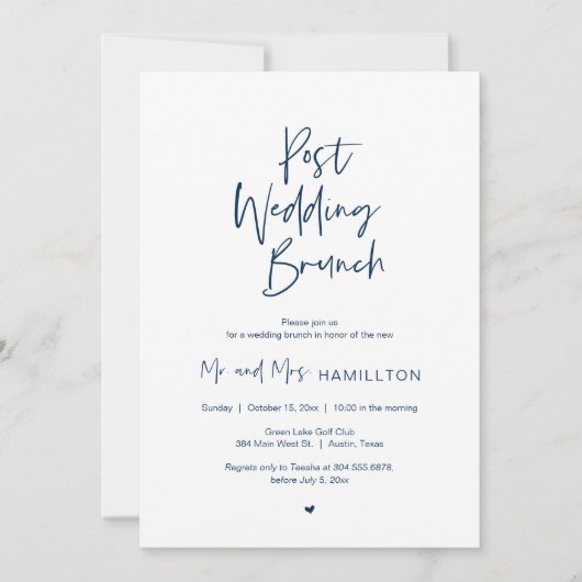 Hochzeitsfeier, Moderner Minimalistischer, einfach Einladung (Vorderseite)