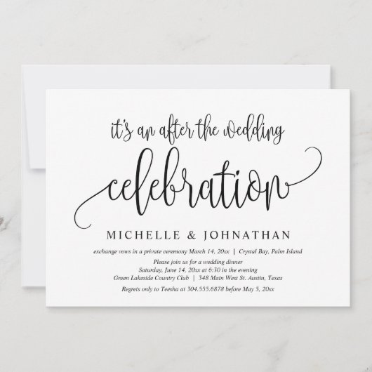 Hochzeitsfeier nach der Hochzeitsfeier Einladung (Vorderseite)