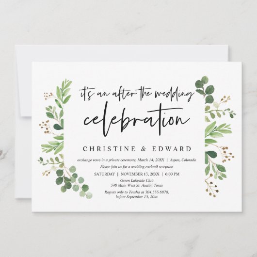 Hochzeitsfeier, Nach der Hochzeitsfeier Einladung (Vorderseite)