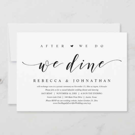 Hochzeitsfeier, nachdem wir es getan haben, essen einladung (Vorderseite)