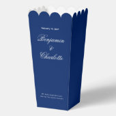 Hochzeitsfeier Name Datum Navy Popcorn Geschenkschachtel (Vorderseite)