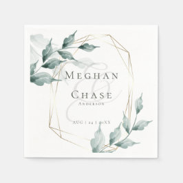 Hochzeitsfeier Napkins |Grayed Jade Green Botanica Serviette