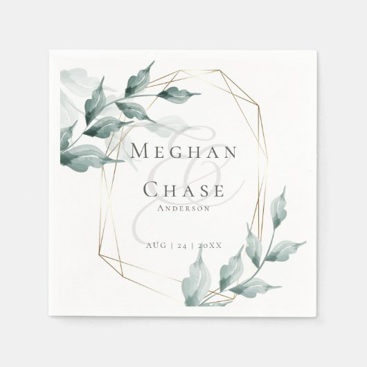 Hochzeitsfeier Napkins |Grayed Jade Green Botanica Serviette (Vorderseite)