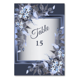 Hochzeitsfeier Navy Blue Floral Silver Grau Tischnummer