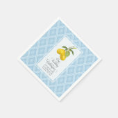 Hochzeitsfeier Navy Blue White Lemon Citrus Serviette (Ecke)