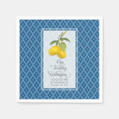 Hochzeitsfeier Navy Blue White Lemon Citrus Serviette (Vorderseite)