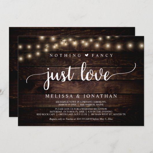 Hochzeitsfeier, nichts Extravagant nur Liebe Einla Einladung (Vorne/Hinten)
