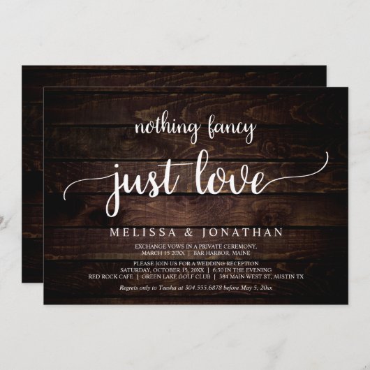 Hochzeitsfeier, nichts Extravagant nur Liebe Einla Einladung (Vorne/Hinten)