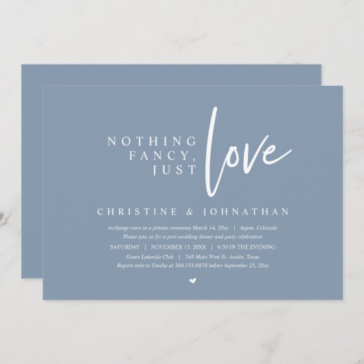 Hochzeitsfeier, nichts Extravagant, nur Liebe Einladung (Vorne/Hinten)