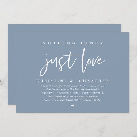 Hochzeitsfeier, nichts Extravagant, nur Liebe Einladung (Vorne/Hinten)