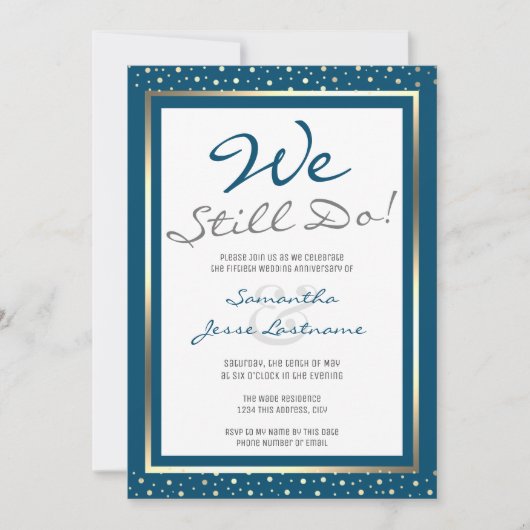 Hochzeitsfeier noch immer mit edlem Gold Einladung (Vorderseite)