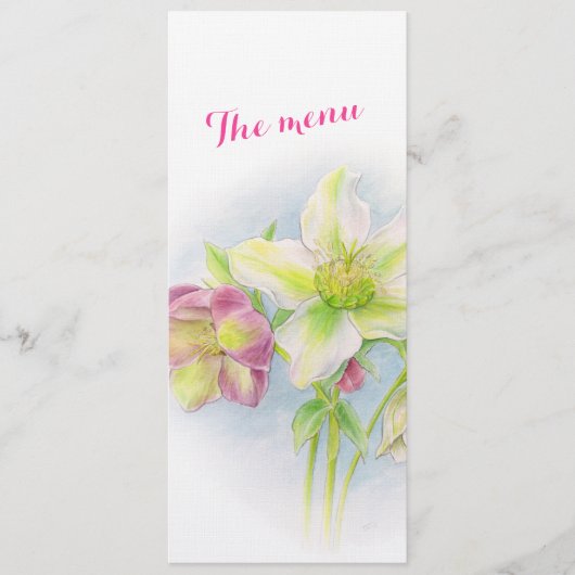 Hochzeitsfeier oder Abendessen im Frühjahr Menükarte (Vorderseite)