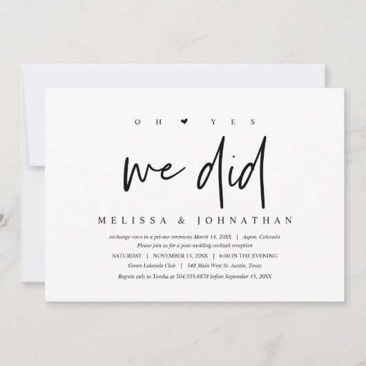 Hochzeitsfeier, oh ja, das haben wir getan einladung (Vorderseite)