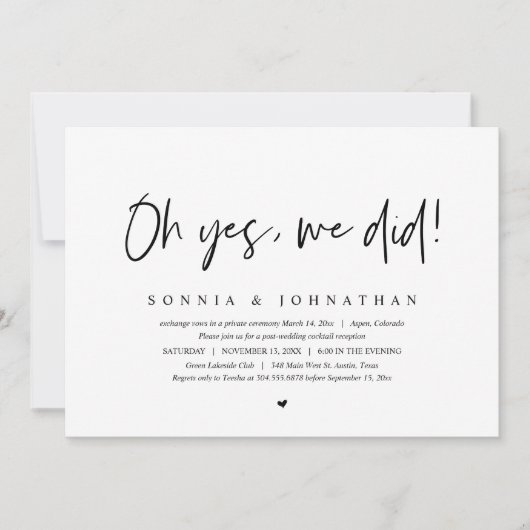 Hochzeitsfeier, Oh ja, das haben wir getan Einladung (Vorderseite)