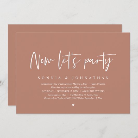 Hochzeitsfeier, Party Einladung (Vorne/Hinten)