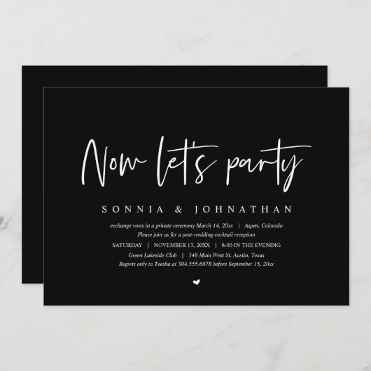 Hochzeitsfeier, Party Einladung (Vorne/Hinten)