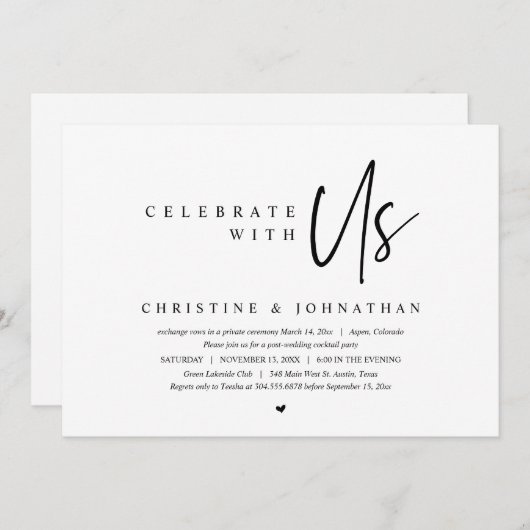 Hochzeitsfeier Party, feiern mit uns Einladung (Vorne/Hinten)