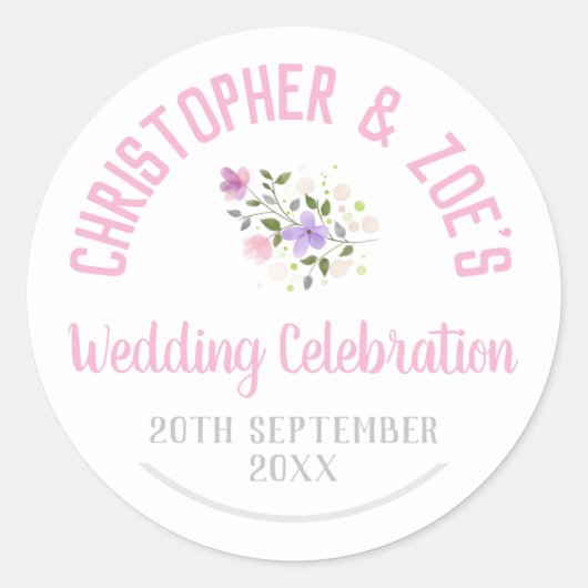 Hochzeitsfeier Party Runder Aufkleber (Vorderseite)