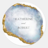 Hochzeitsfeier Pearl Golden Agate Monogram Runder Aufkleber (Vorderseite)