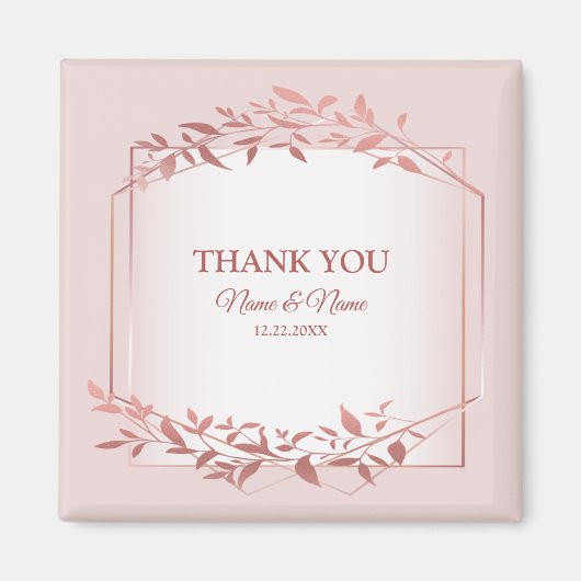 Hochzeitsfeier Pfirsichrosa Blätter Moderne Magnet (Vorne)