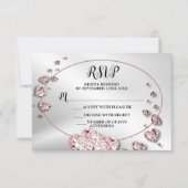 Hochzeitsfeier Pink Peach Shiny Hearts Geometric RSVP Karte (Vorderseite)