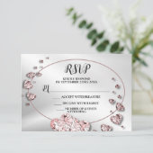 Hochzeitsfeier Pink Peach Shiny Hearts Geometric RSVP Karte (Stehend Vorderseite)