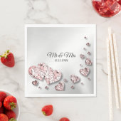 Hochzeitsfeier Pink Peach Shiny Hearts Geometric Serviette (Beispiel)