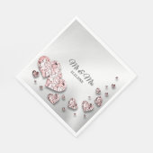 Hochzeitsfeier Pink Peach Shiny Hearts Geometric Serviette (Ecke)