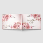 Hochzeitsfeier Pink Wasserfarbe Blume Shiny Glitze Gästebuch (Voll)