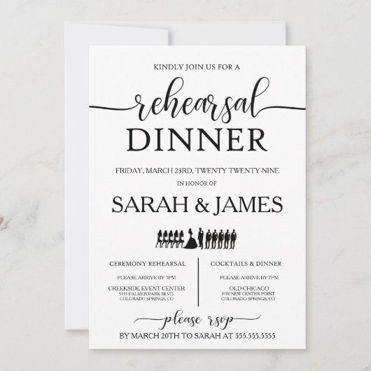 Hochzeitsfeier Probe Einladung (Vorderseite)