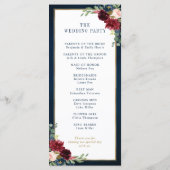 Hochzeitsfeier Programm (Rückseite)