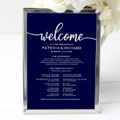 Hochzeitsfeier Programm Board Chic Navy Blue Poster