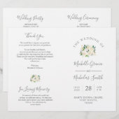 Hochzeitsfeier Programm Cream Watercolor (Vorne/Hinten)