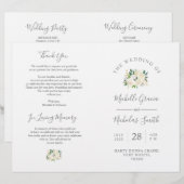 Hochzeitsfeier Programm Cream Watercolor (Vorne/Hinten)