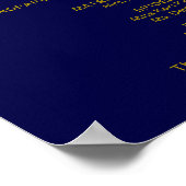 Hochzeitsfeier Programm Gold Navy Blue Poster (Ecke)