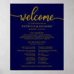 Hochzeitsfeier Programm Gold Navy Blue Poster<br><div class="desc">Eine rustikale schicke Goldschrift auf dem marineblauen Hochzeitsfeierprogramm. Einfach die Farbe und den Wortlaut anpassen. Bitte kontaktieren Sie mich,  wenn Sie eine Anpassung oder ein individuelles Design benötigen. BITTE BEACHTEN SIE: Für Unterstützung bei Bestellungen,  Versand,  Produktinformationen usw. wenden Sie sich direkt an den Zazzle Kundenservice https://help.zazzle.com/hc/en-us/articles/221463567-How-Do-I-Contact-Zazzle-Customer-Support-.</div>