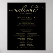 Hochzeitsfeier Programm Gold Script Black Sign Poster (Vorne)