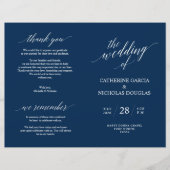 Hochzeitsfeier Programm Moderne Elegance Navy Blue (Vorderseite)