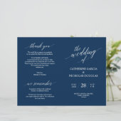 Hochzeitsfeier Programm Moderne Elegance Navy Blue (Stehend Vorderseite)