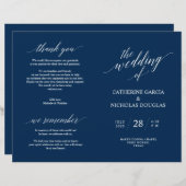 Hochzeitsfeier Programm Moderne Elegance Navy Blue (Vorne/Hinten)
