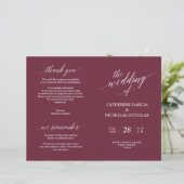 Hochzeitsfeier Programm Moderne Eleganz Burgund (Stehend Vorderseite)