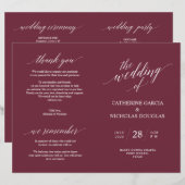 Hochzeitsfeier Programm Moderne Eleganz Burgund (Vorne/Hinten)