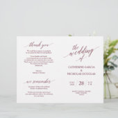 Hochzeitsfeier Programm Moderne Eleganz Burgund (Stehend Vorderseite)