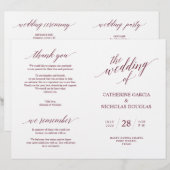 Hochzeitsfeier Programm Moderne Eleganz Burgund (Vorne/Hinten)