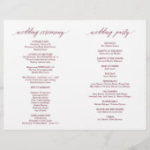 Hochzeitsfeier Programm Moderne Eleganz Burgund (Rückseite)