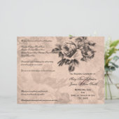 Hochzeitsfeier Programm Vintage Rose Sepia (Stehend Vorderseite)