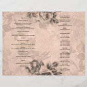 Hochzeitsfeier Programm Vintage Rose Sepia (Rückseite)